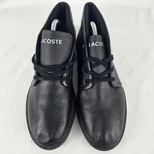 Lacoste Asparta Men’s Sneakers High Tops Sz 9 Black Leather Shoes Chukka Logo Lacoste Asparta 319 1 P Cma Mens Black Leather Lifestyle  main image 4